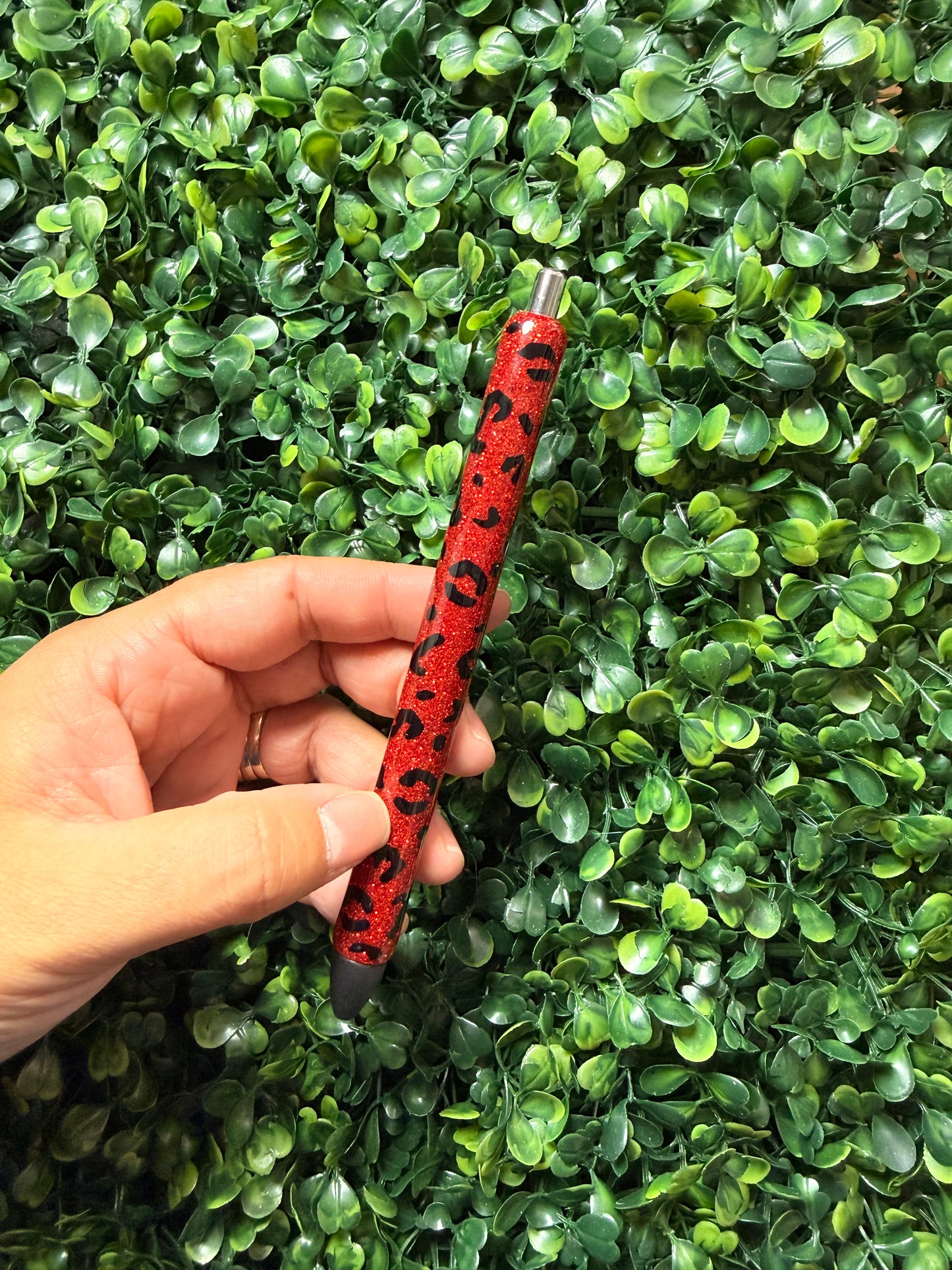 Red Leopard Glitter Pen
