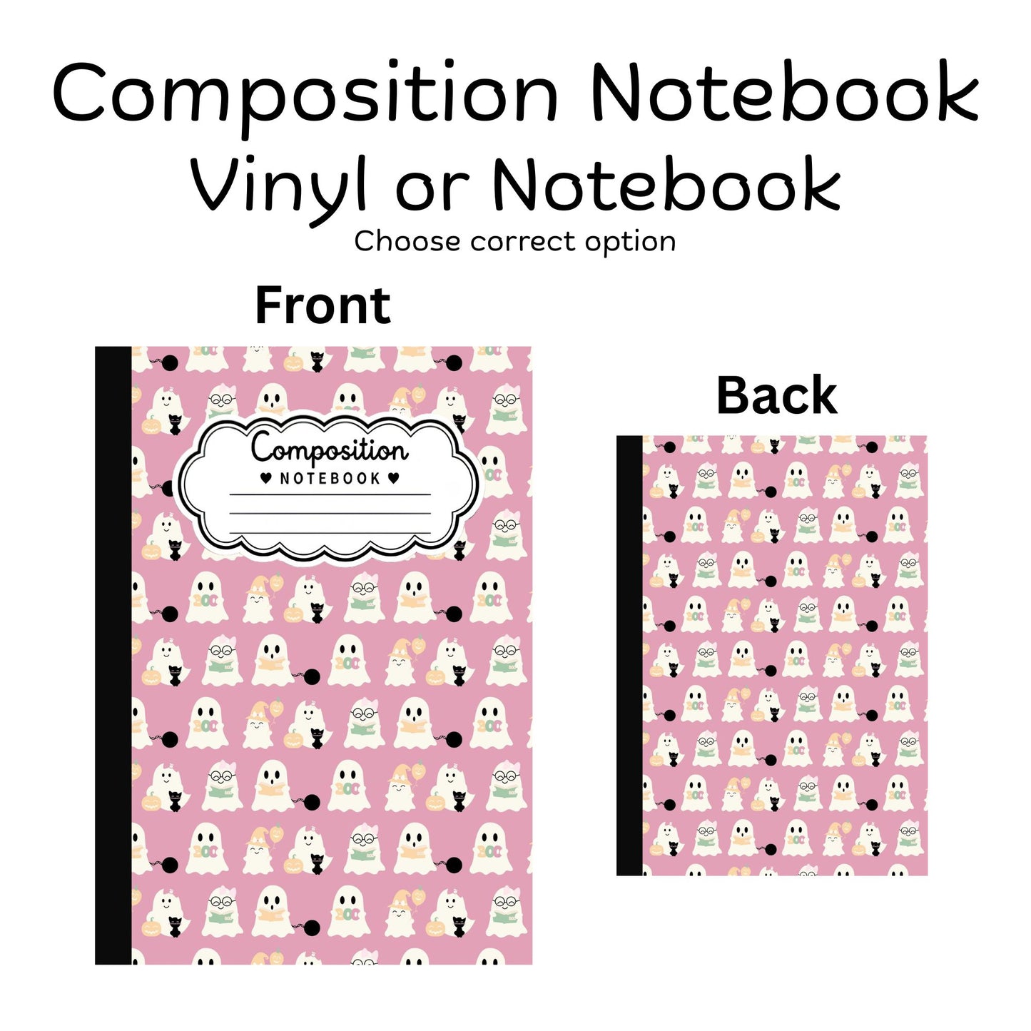 COMPOSITION VINYL OR NOTEBOOK - PREPPY BOO GHOST