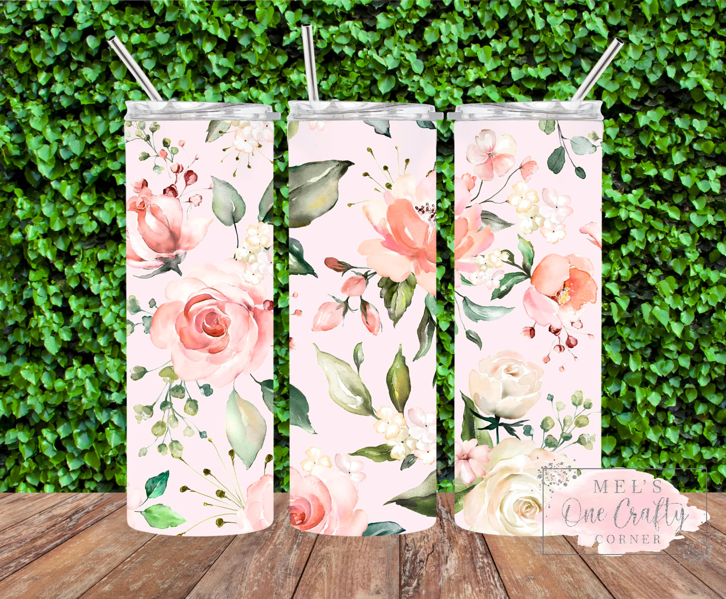 Soft Pink Flower Tumbler 20 oz.