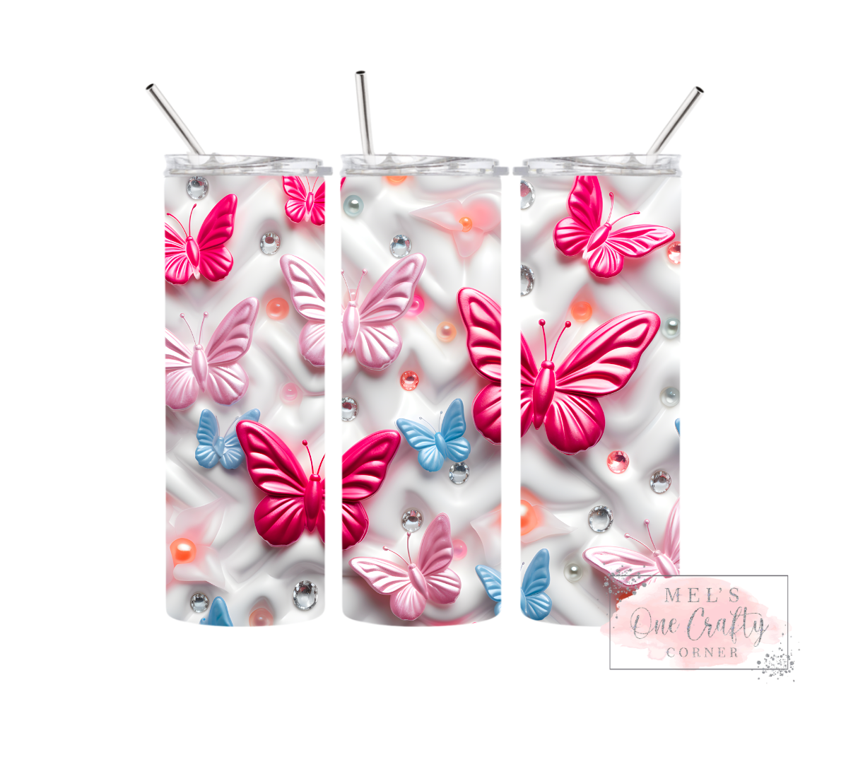 Sublimation Print Tumbler - Neon Butterfly