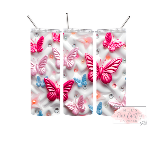 Sublimation Print Tumbler - Neon Butterfly