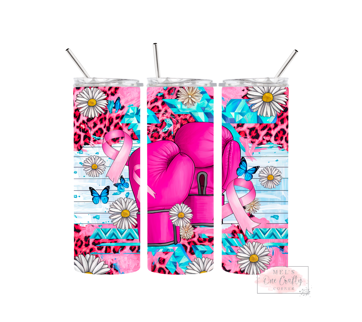 Sublimation Print Tumbler Wrap - Breast Cancer Boxing Gloves