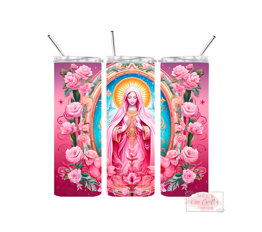 Sublimation Print Tumbler - Pink Guadalupe