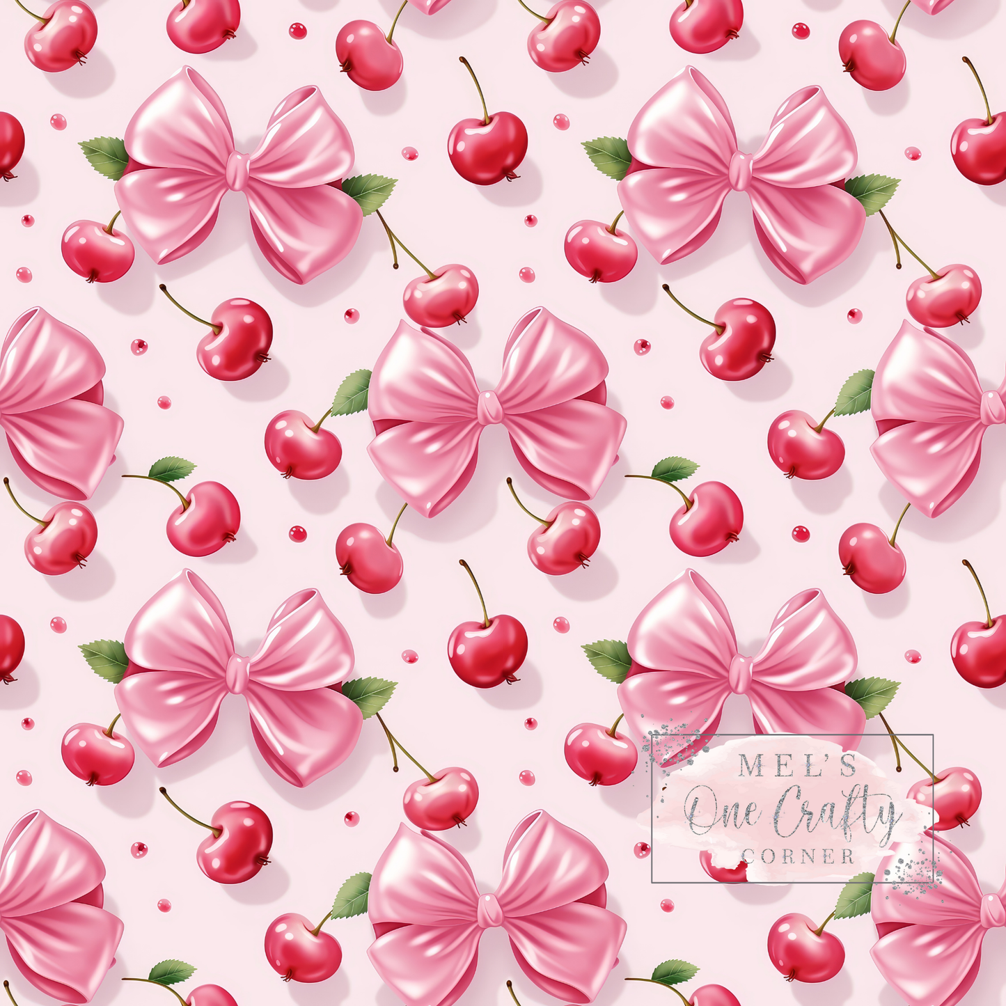 12x12 Vinyl Sheet - Pink Bows & Cherries