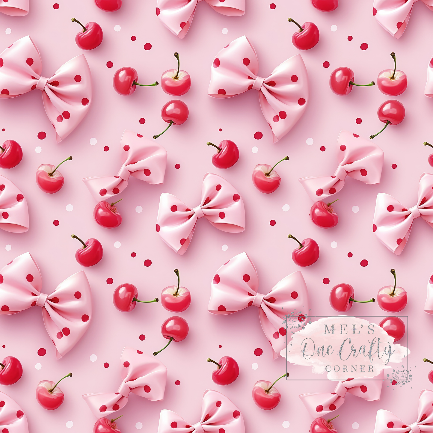 12x12 Vinyl Sheet - Polka-dot Cherry Bows