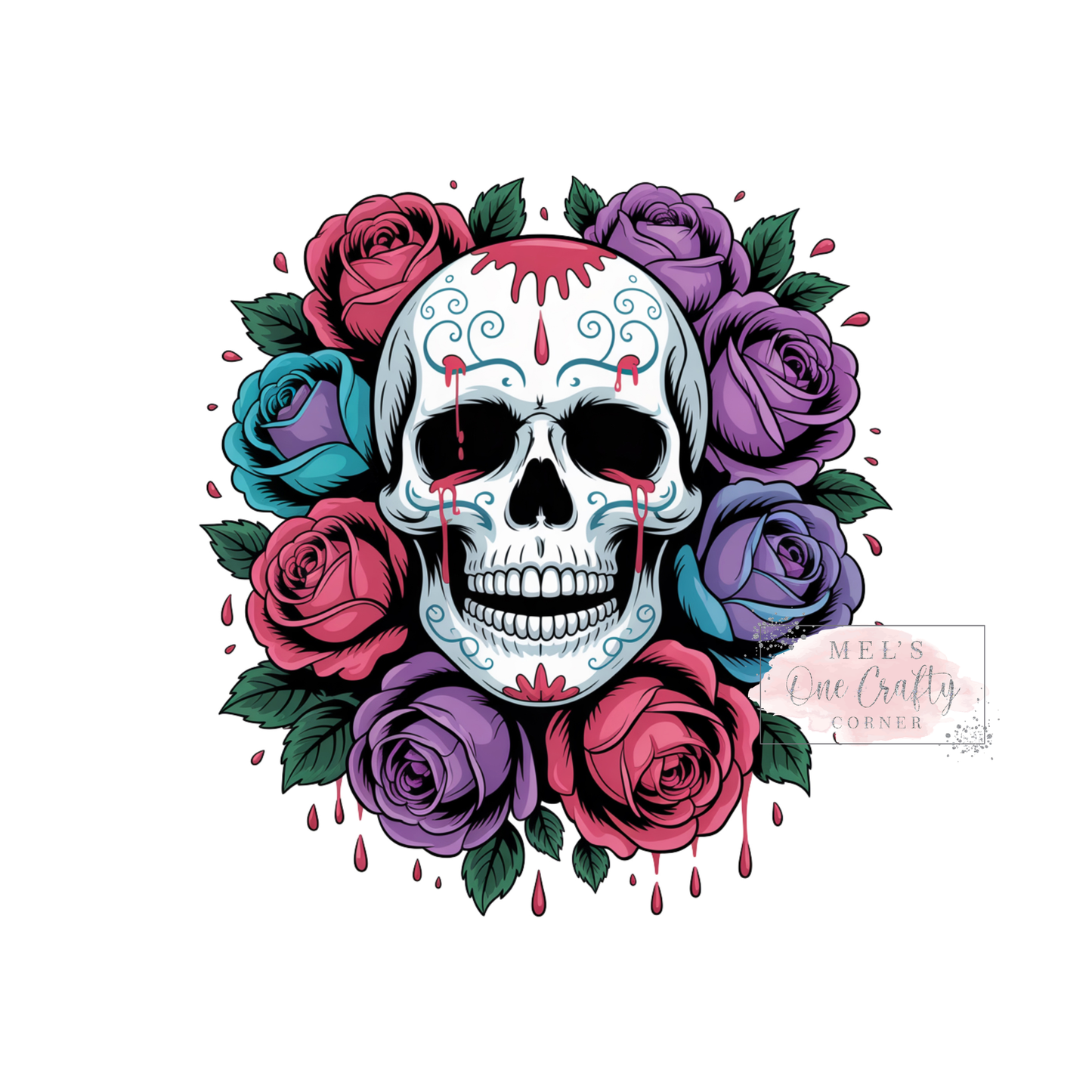 Floral Color Skull - DTF Transfer