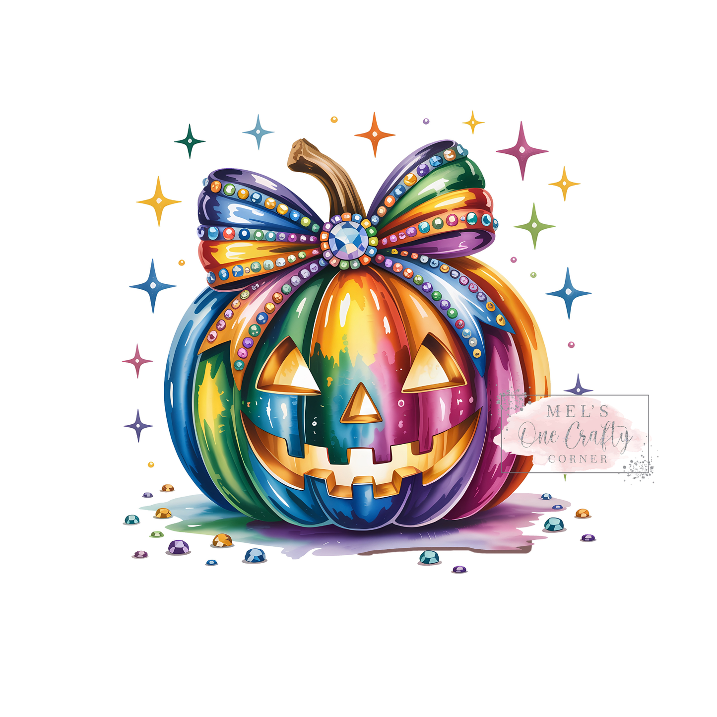 Rainbow Jewels Pumpkin - DTF Transfer