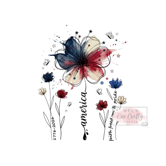 Boho Floral Usa - DTF Transfer
