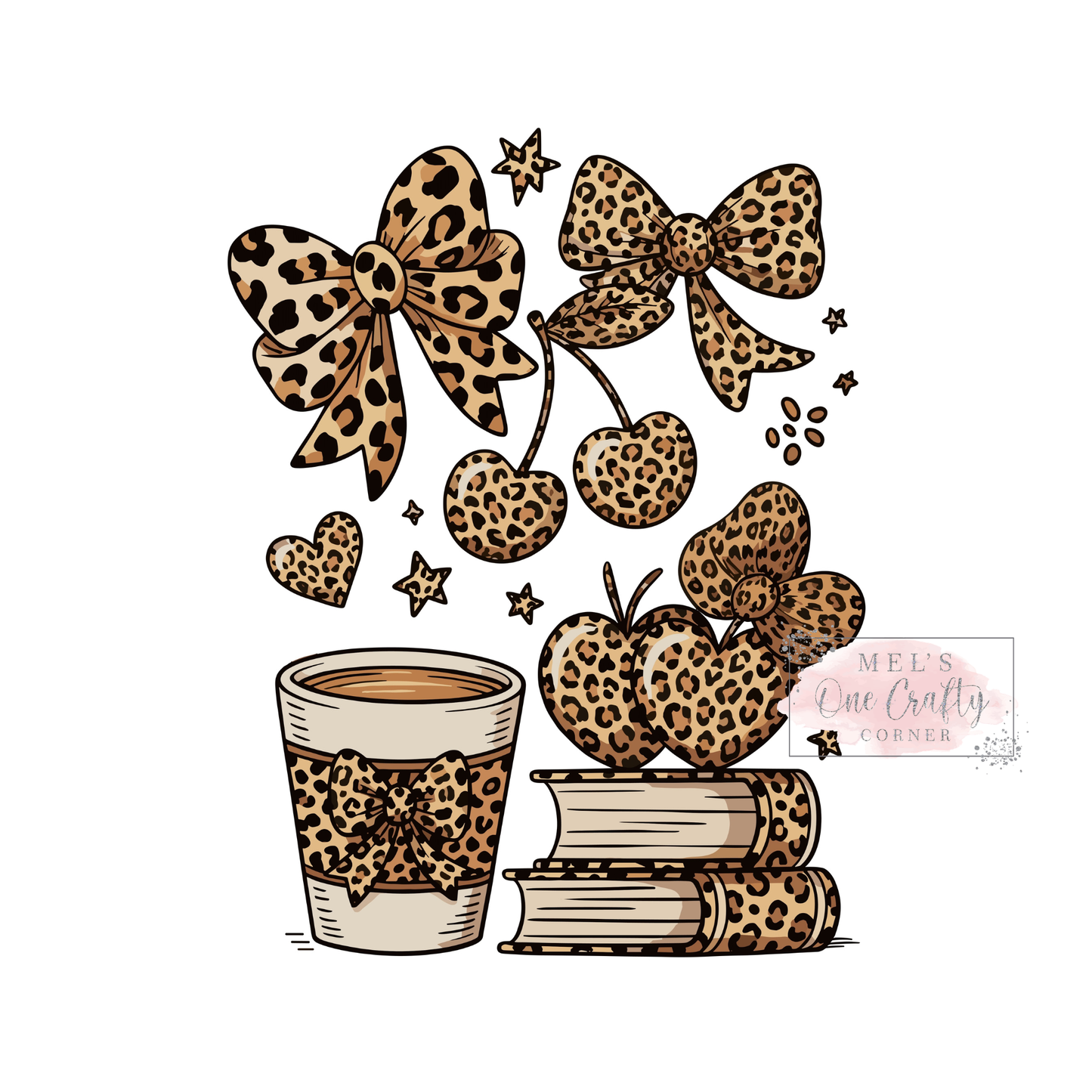 Books Bows and Coffee - DTF Transfer