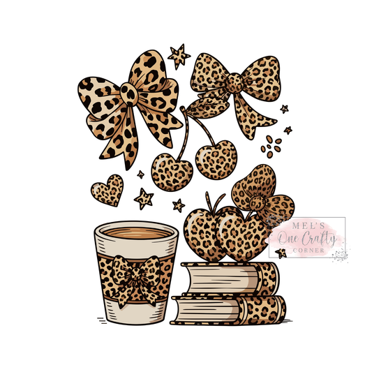 Books Bows and Coffee - DTF Transfer