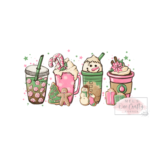 Pink Christmas Coffee - DTF Transfer