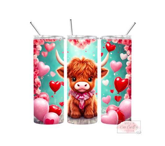 Sublimation Print Tumbler Wrap - Highland Cow Valentines