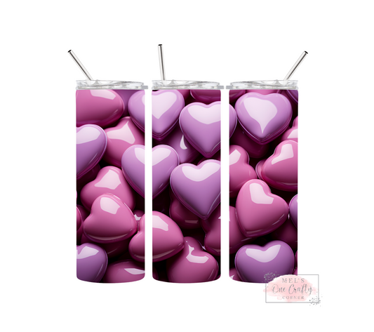 Sublimation Print Tumbler Wrap - Purple Hearts