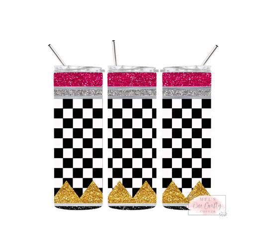 Sublimation Print Tumbler Wrap - Checkerboard Pencil