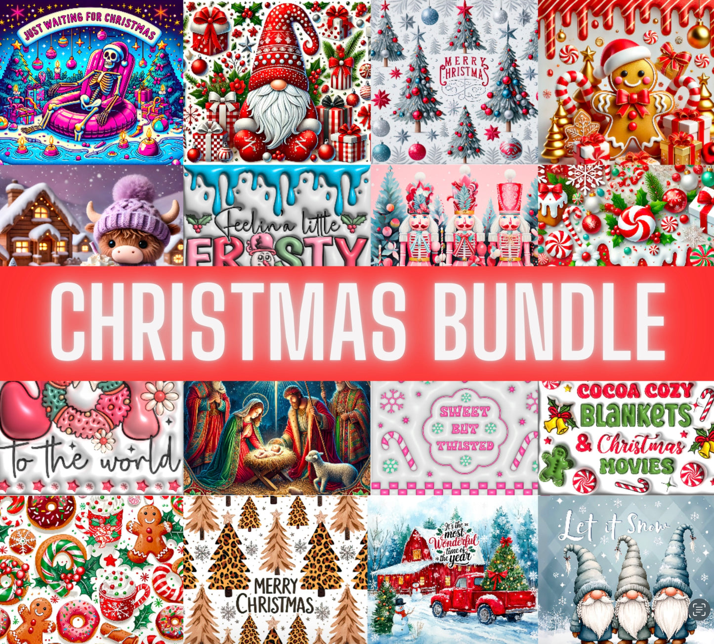 Sublimation Prints Tumbler Wraps - Christmas Bundle (16 designs)