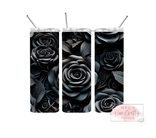 Sublimation Print Tumbler - Black Roses