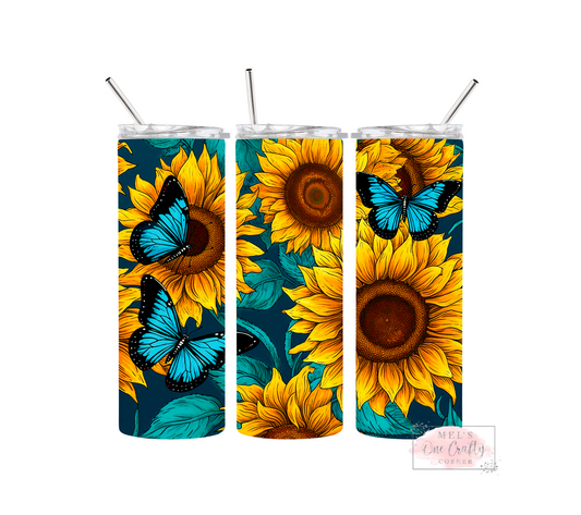 Sublimation Print Tumbler Wrap - Butterfly Sunflower