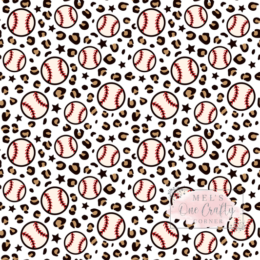 12x12 Vinyl Sheet - Leopard Baseball