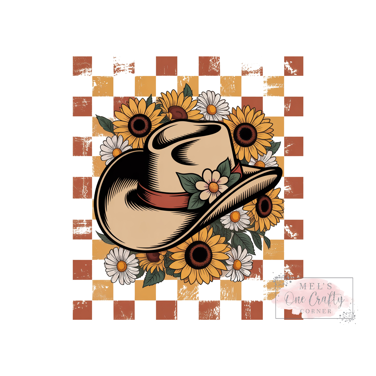 Western Sunflower Hat - DTF Transfer