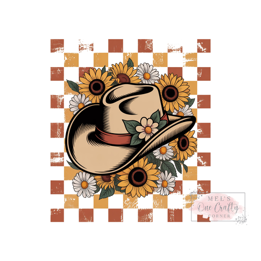 Western Sunflower Hat - DTF Transfer