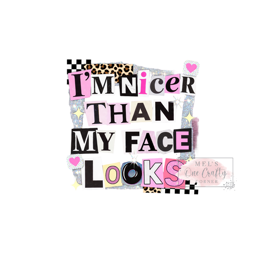 I'm Nicer Than My Face Looks - DTF Transfer