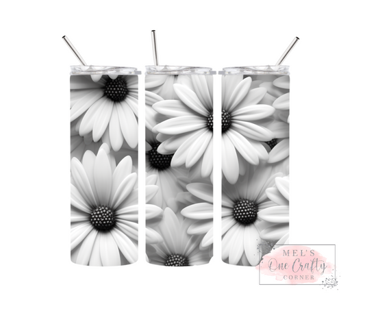 Sublimation Print Tumbler - White Daisy