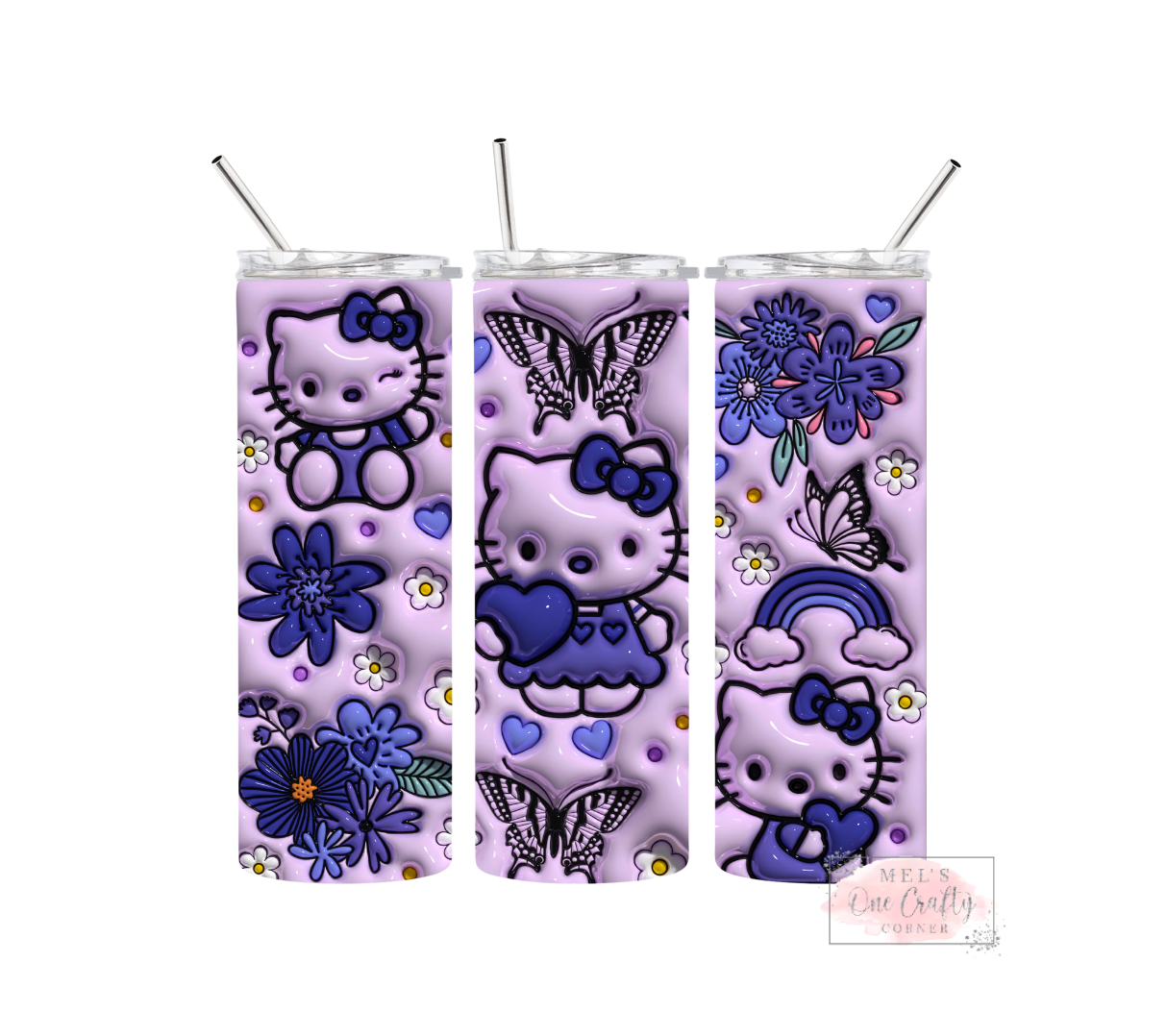 Sublimation Print Tumbler Wrap - Purple Kitty