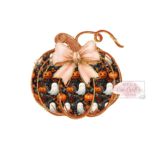Preppy Ghost Pumpkin - DTF Transfer