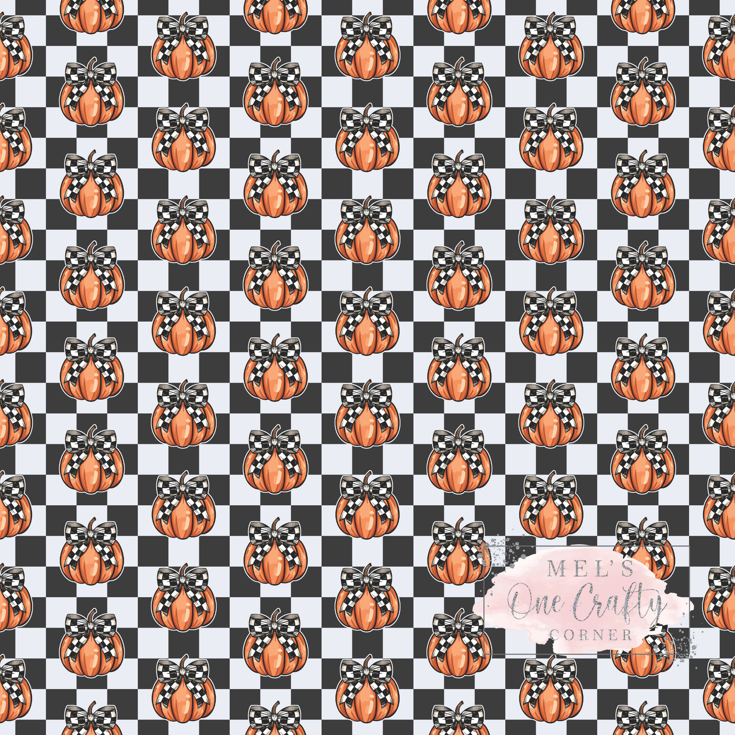 12x12 Vinyl Sheet - Checkered Pumpkins