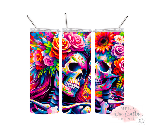 Sublimation Print Tumbler - Fiesta Skulls