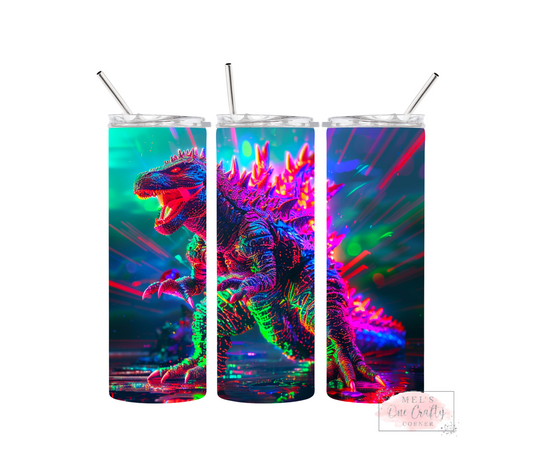 Sublimation Print Tumbler Wrap - Neon Dino