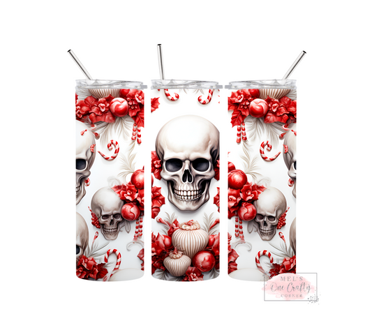 Sublimation Print Tumbler Wrap - Red X-Mas Skull