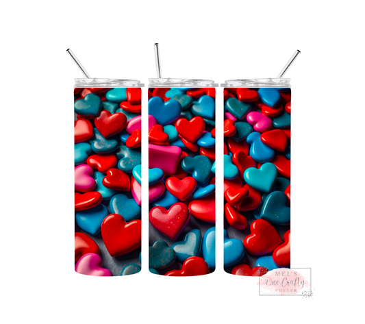 Sublimation Print Tumbler Wrap - Solid Hearts