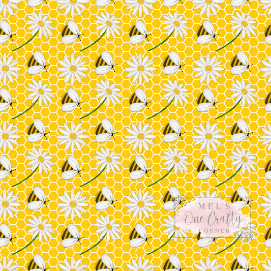 12x12 Vinyl Sheet - Bee Flowers