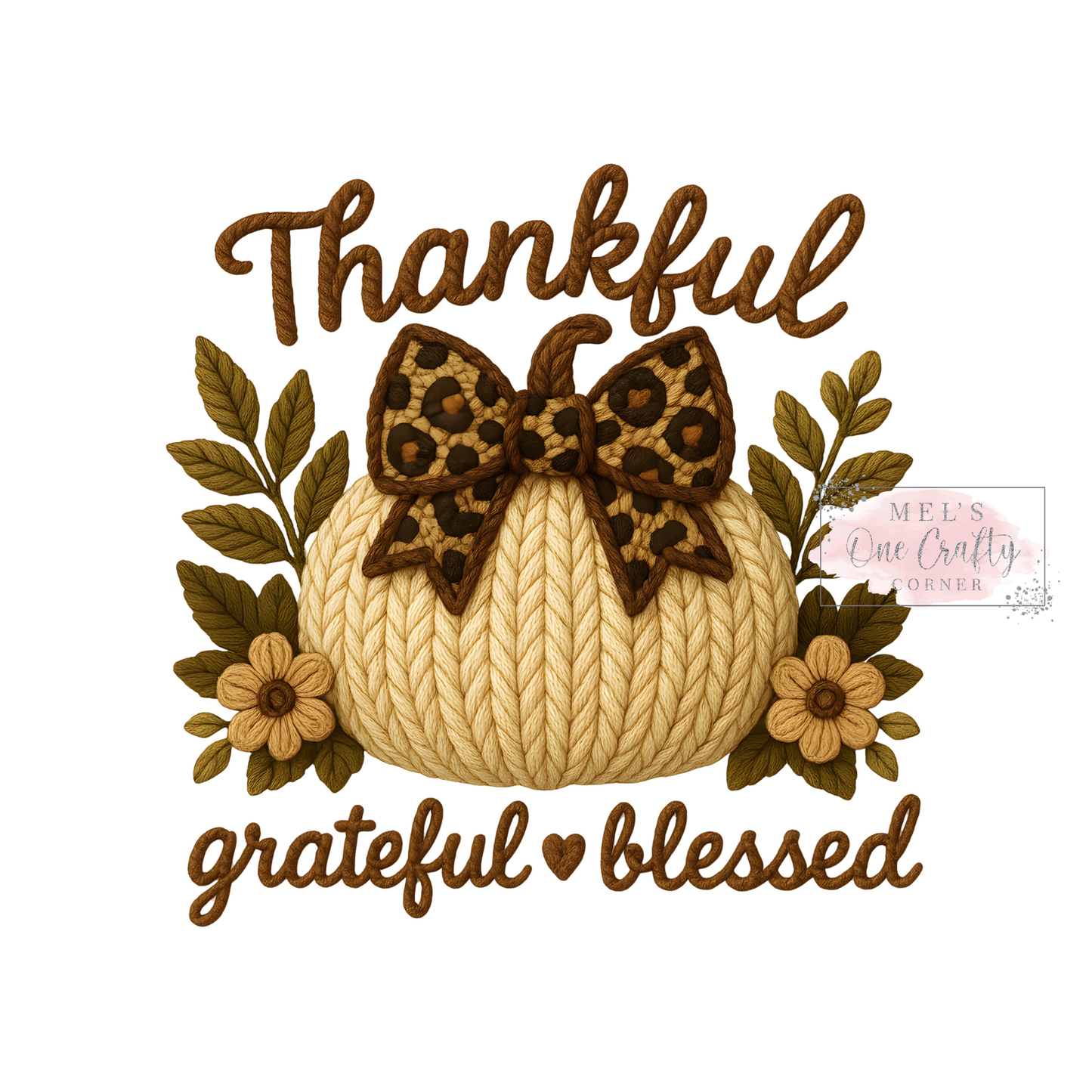 Faux Yarn Thankful and Grateful - DTF Transfer