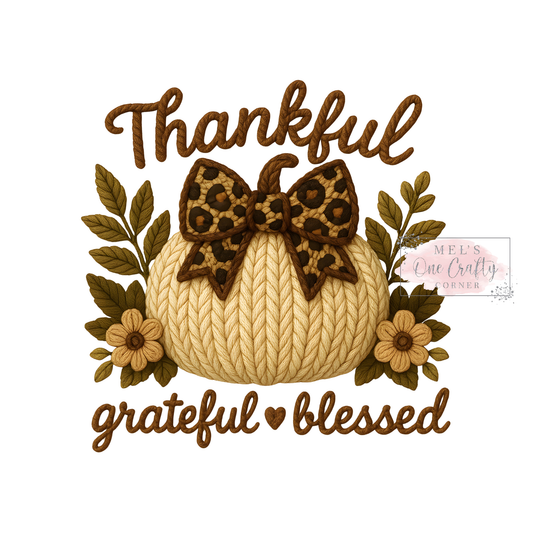 Faux Yarn Thankful and Grateful - DTF Transfer