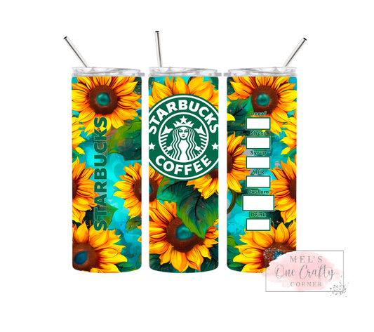 Sublimation Print Tumbler Wrap - Sunflower Coffee