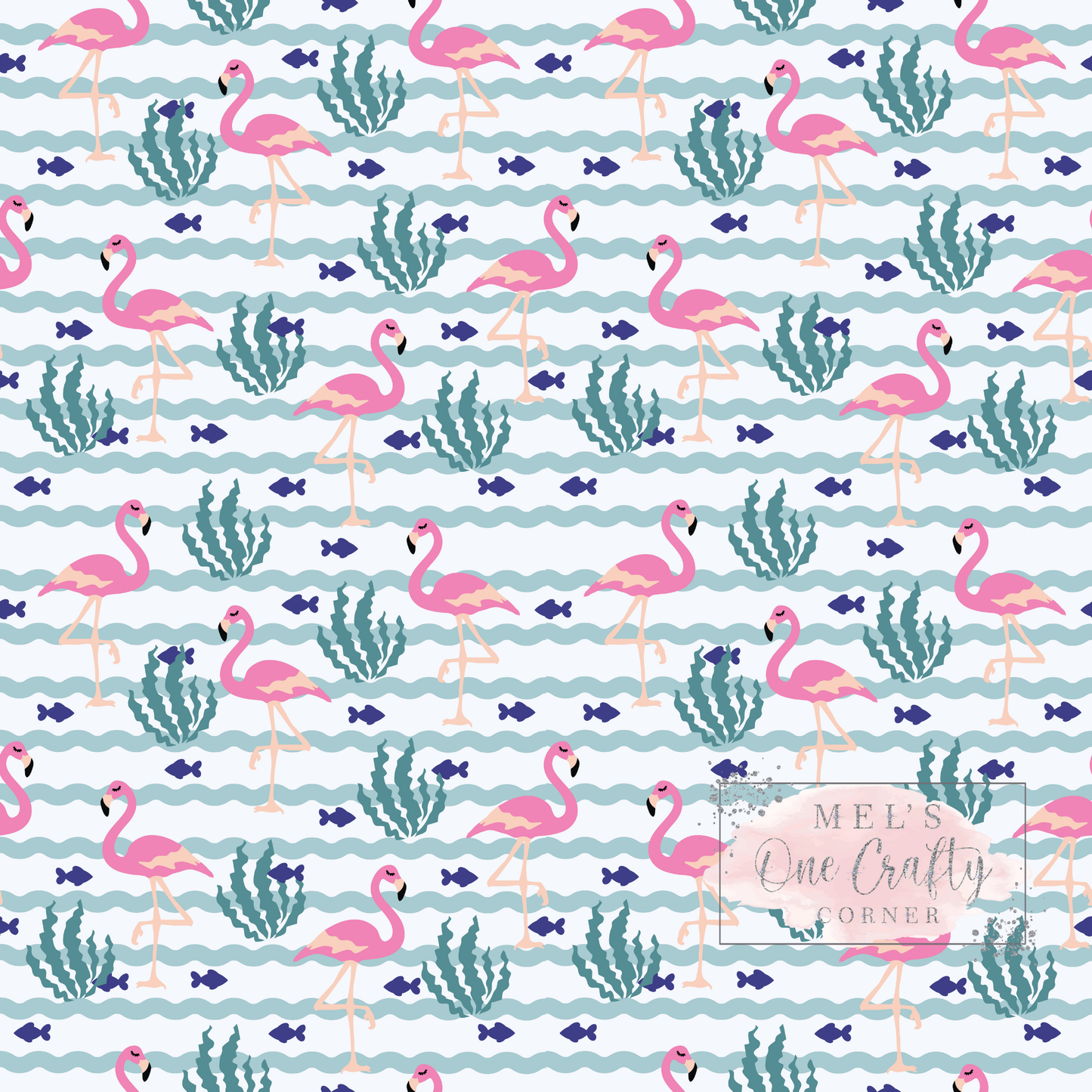 12x12 Vinyl Sheet - Flamingo Waves