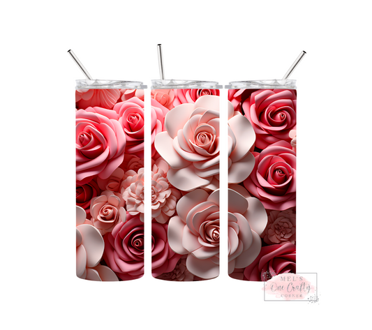 Sublimation Print Tumbler Wrap - Light Pink Floral