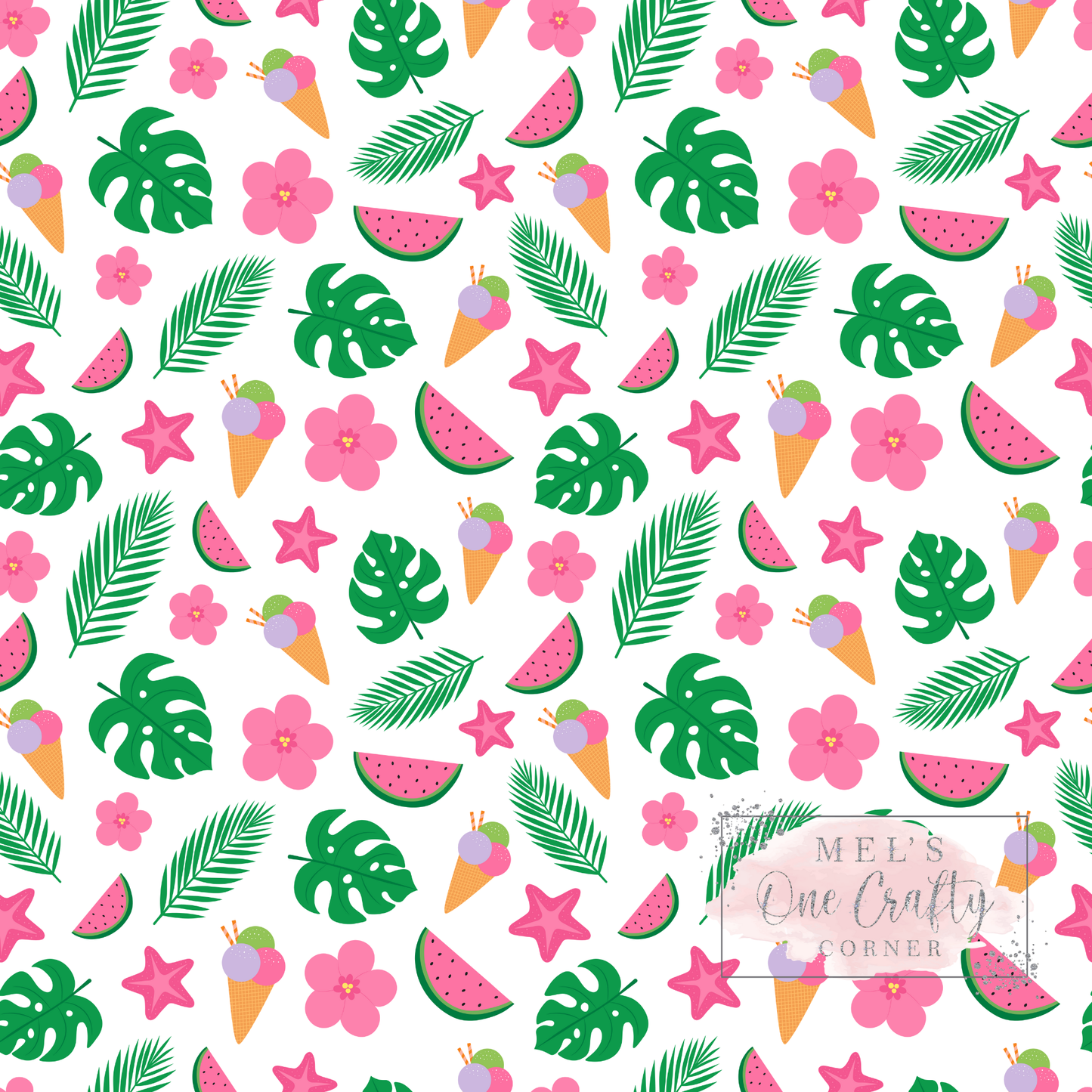 12x12 Vinyl Sheet - Watermelon Leaves