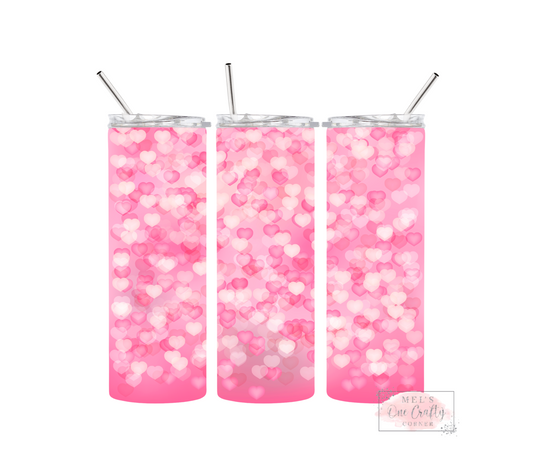 Sublimation Print Tumbler Wrap - Pink Heart Bubbles