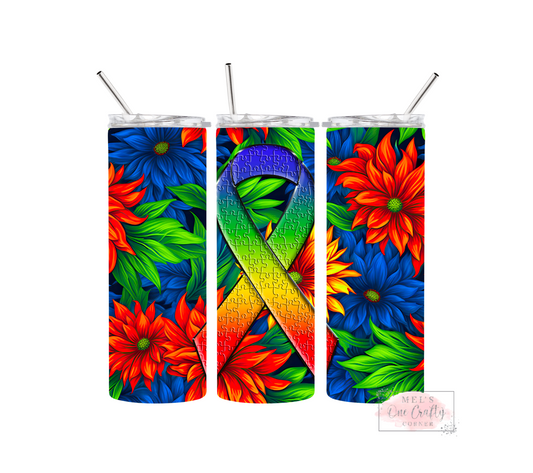 Sublimation Print Tumbler Wrap - Autism Ribbon