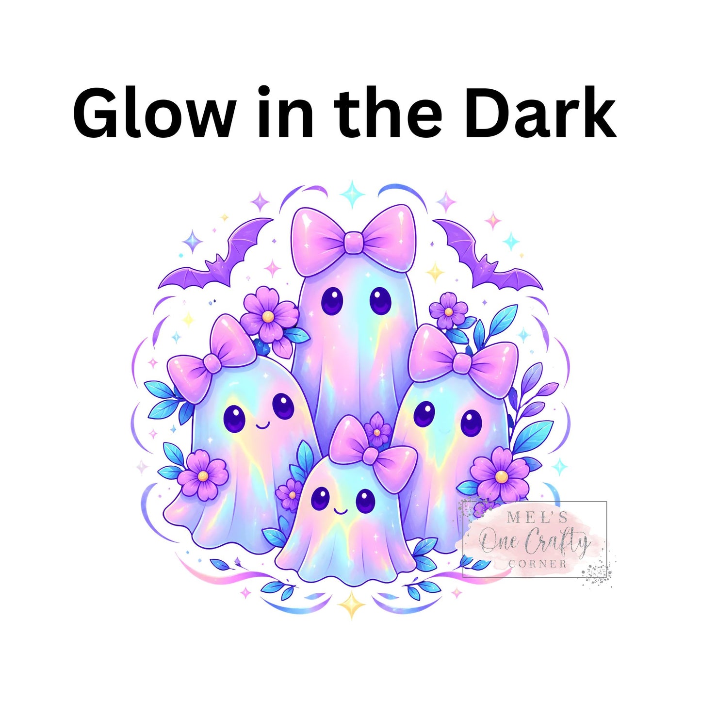 Glow in the Dark Iridescent Ghosts  - DTF Transfer