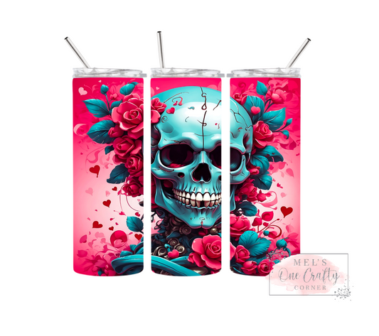 Sublimation Print Tumbler - Pink Skull