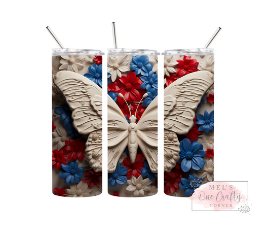 Sublimation Print Tumbler Wrap - Patriotic Butterfly