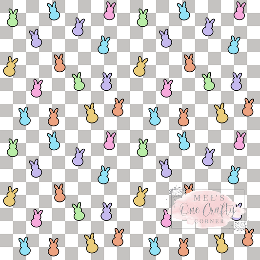 12x12 Vinyl Sheet -  Pink Checkered Bunnies