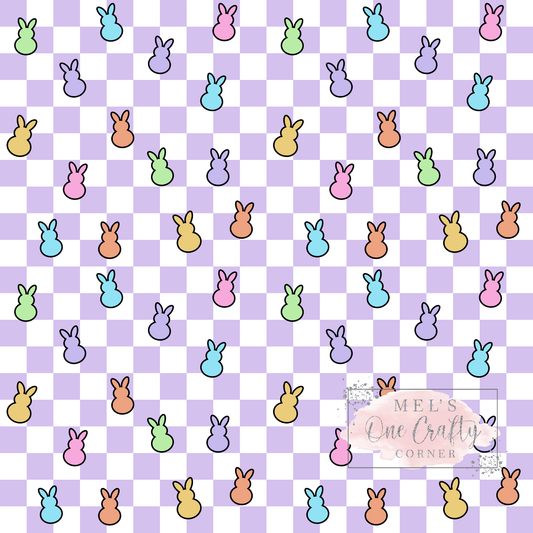 12x12 Vinyl Sheet -  Purple Checkered Bunnies