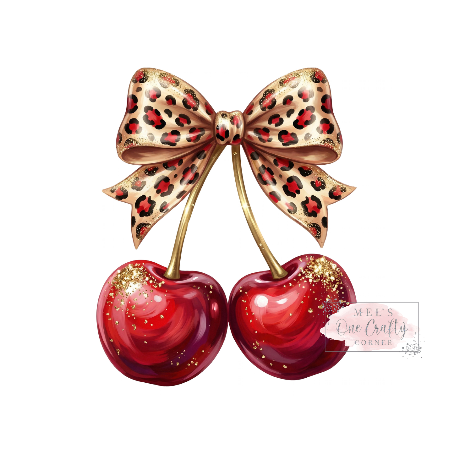 Glitter Leopard Coquette Cherry - DTF Transfer