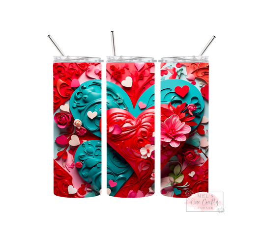 Sublimation Print Tumbler Wrap - 3D Hearts