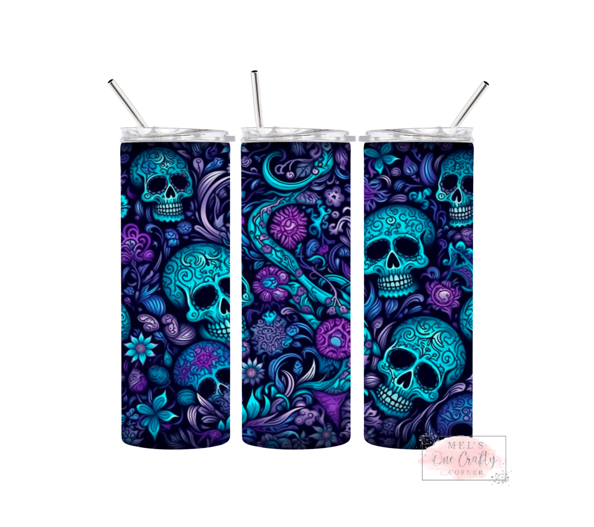 Sublimation Print Tumbler Wrap - Vibrant Skull